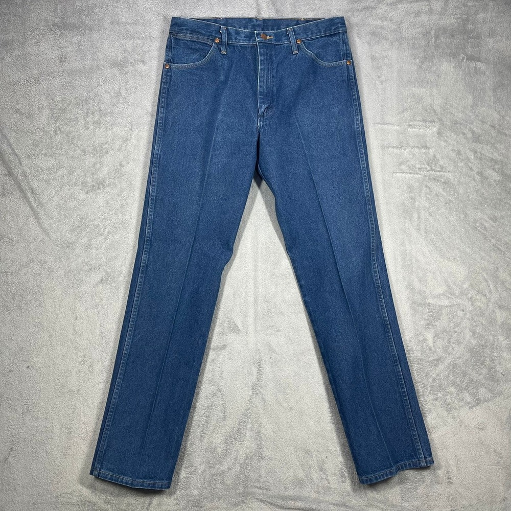 Wrangler Cowboy Cut Jeans Mens 34(33)x34 Blue 13MWZPW Straight Leg Denim